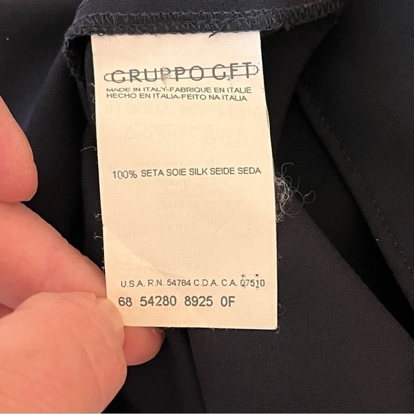 Giorgio Armani Vintage Silk Tunic Sheer Black Blouse Classic Y2K Women’s Size 14 - Picture 7 of 8